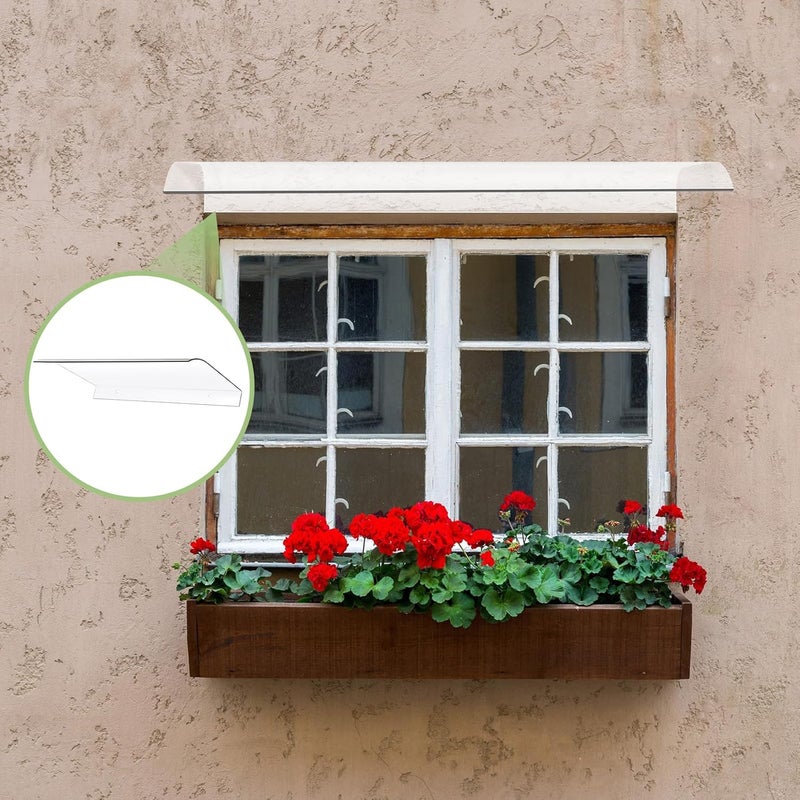 Pushglossy 2 Pcs 15.8 x 23.6 Inch Window Awning Invisible Rain Shelter Cover PET Front Door Canopy for Sun Snow Garden Outdoor Patio Protection - Image 5